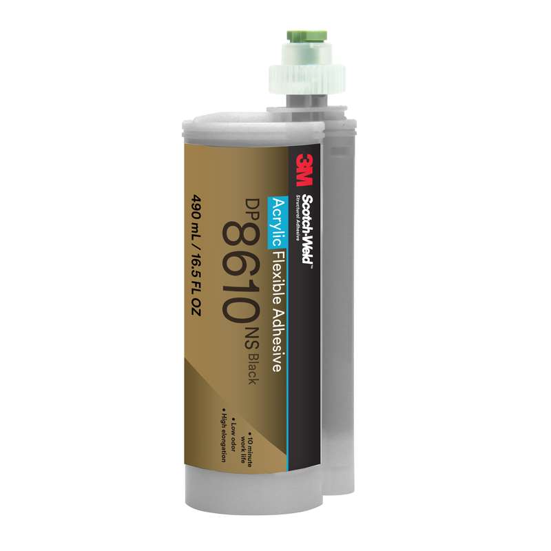 3M™ Scotch-Weld™ Flexible Acrylic Adhesive DP8610NS, 490 ml Duo-Pak, Black, 6/Case