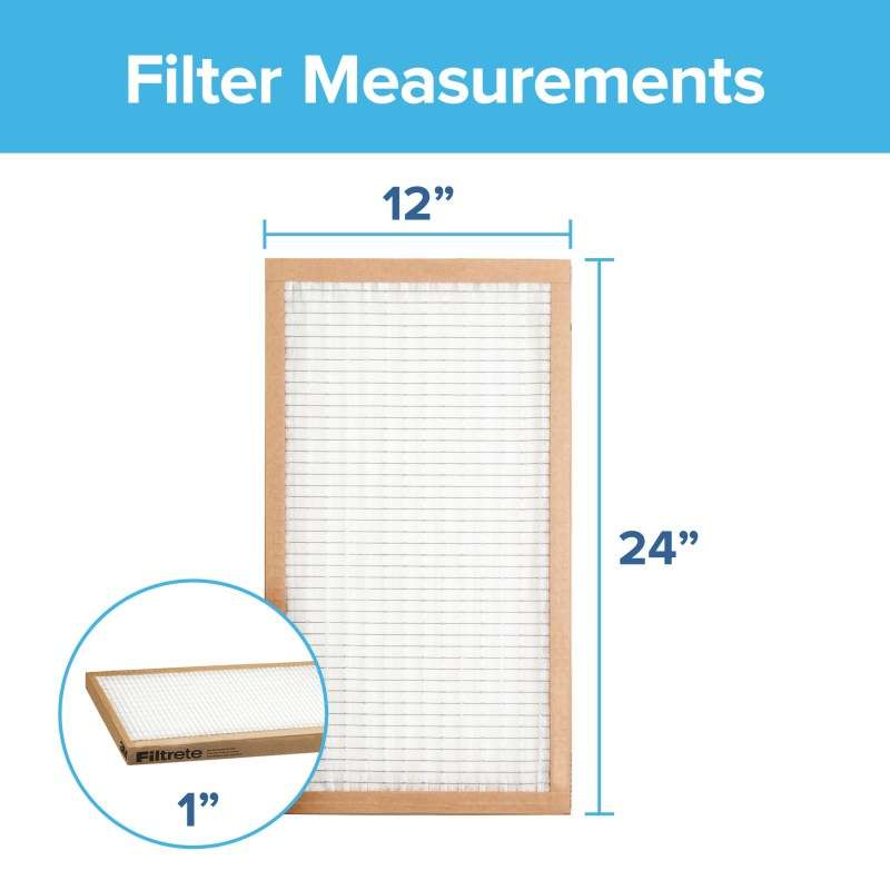 Filtrete™ Basic Pleated Air Filter, FBA20CI-3PK-2, 12 in x 24 in x 1 in (30,4 cm x 60,9 cm x 2,5 cm)