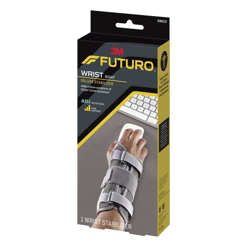 FUTURO™ Deluxe Wrist Stabilizer Right Hand, 09013ENR, Adjustable, Grey
