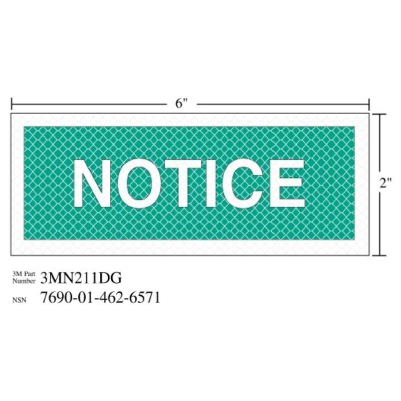 3M™ Diamond Grade™ Safety Sign 3MN211DG, "NOTICE", 6 in x 2 in, 10/Package