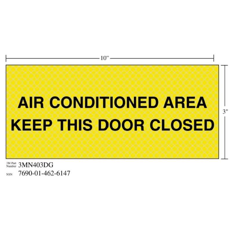 3M™ Diamond Grade™ Ventilation Sign 3MN403DG, "AIR…DOOR CLOS", 10 in x 3 in, 10/Package