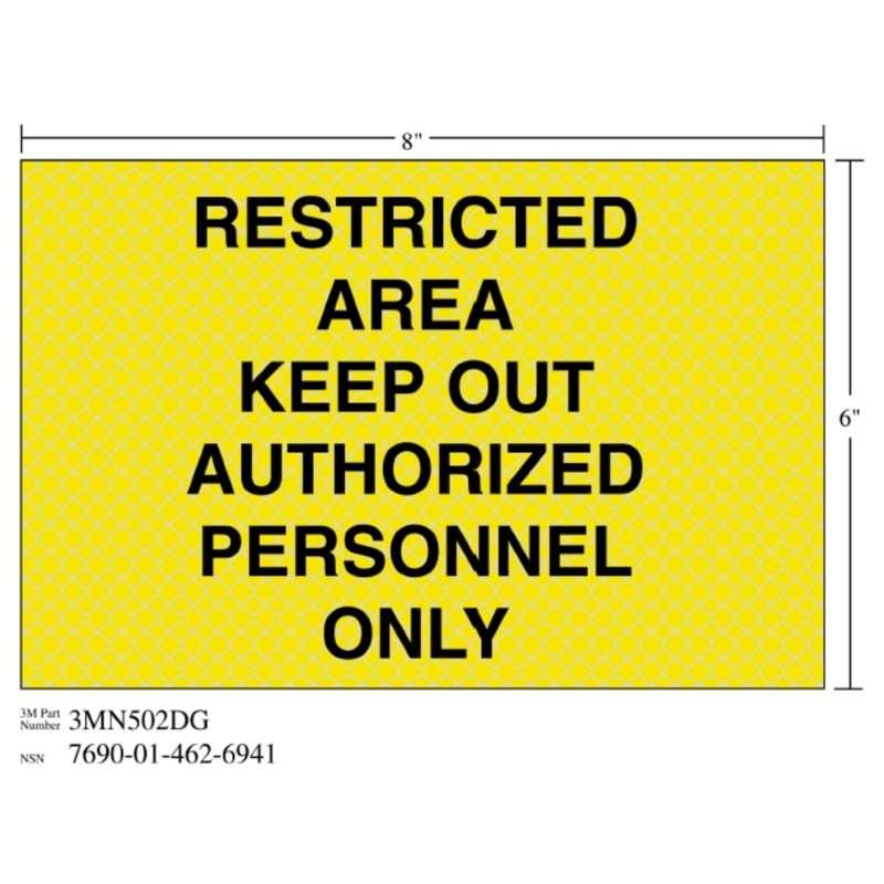 3M™ Diamond Grade™ Weapon Sign 3MN502DG, "RESTRICT…ONLY", 8 in x 6 in, 10/Package