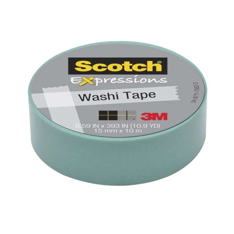 Scotch® Expressions Washi Tape C314-BLU2, .59 in x 393 in (15 mm x 10 m) Pastel Blue