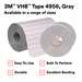 3M VHB Tape 4956, Gray, 0.870 in x 72 yd, 62 mil, 10 rolls per case