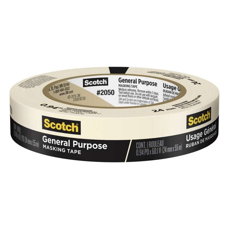 Scotch® General Purpose Masking Tape 2050-24AP, 0.94 in x 60.1 yd (24mm x 55m)