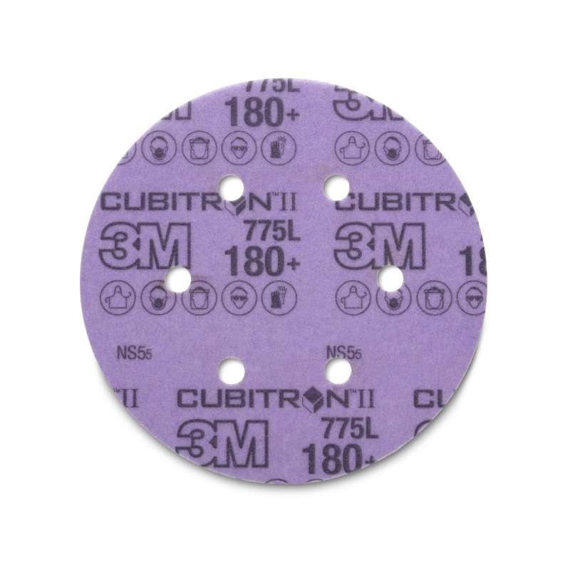 3M™ Cubitron™ II Hookit™ Film Disc 775L, 180+, 5 in x NH, Die 500X, 50 per inner, 250 per case