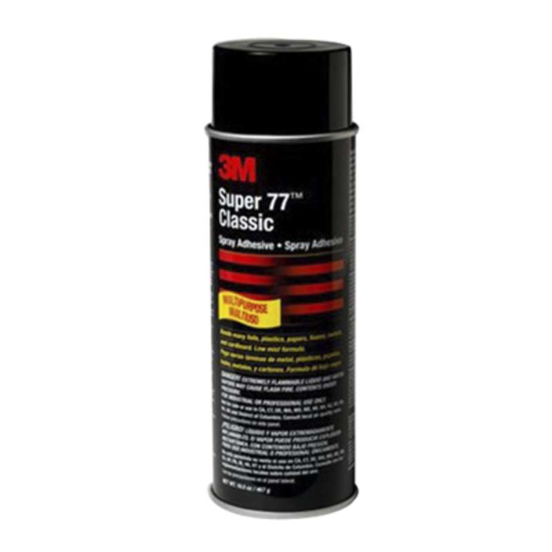 3M™ Super 77™ Classic Spray Adhesive, Clear, 24 fl oz Can (Net Wt 16.5 oz), 12/Case, NOT FOR SALE IN CA AND OTHER STATES