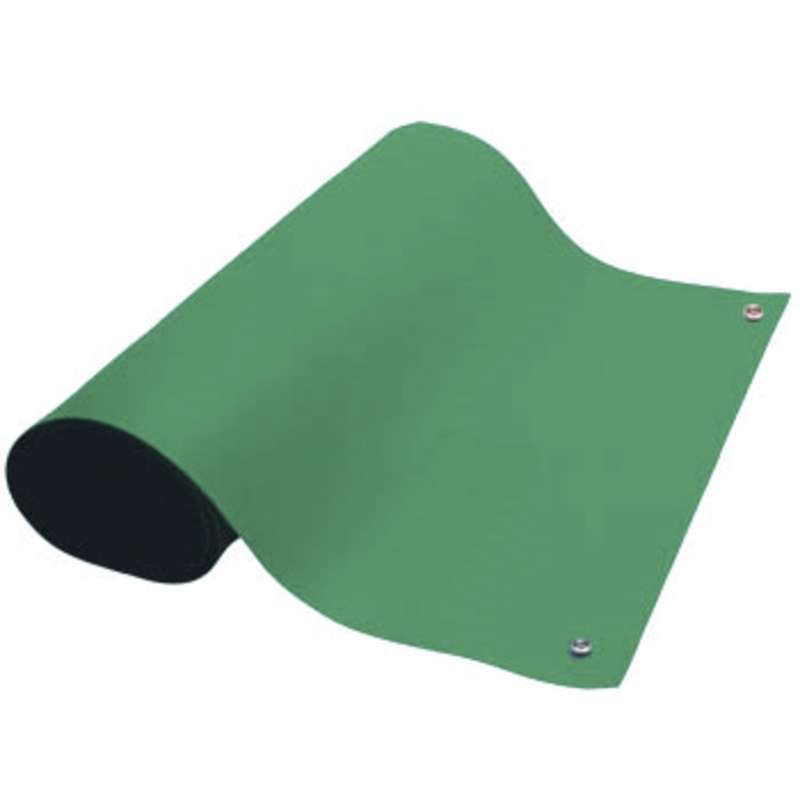 Dualmat™ 2-Layer Diss/Cond Rubber Worktop Mat with Two Snaps, Green/Black, 24" x 36" x .080"