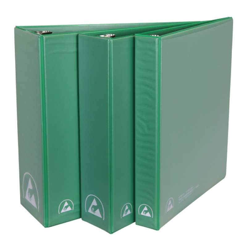 ESD-Safe 3-Ring Binder with 2" Ring Size, Green