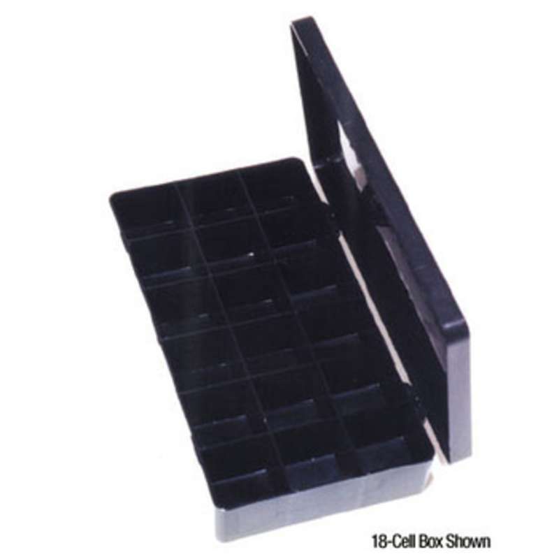 Conductive Compartmented Hinged Plastic Box 11 x 6-1/2 x 1-3/4" with 12 Cells 3 x 1-5/8 x 1-1/2"