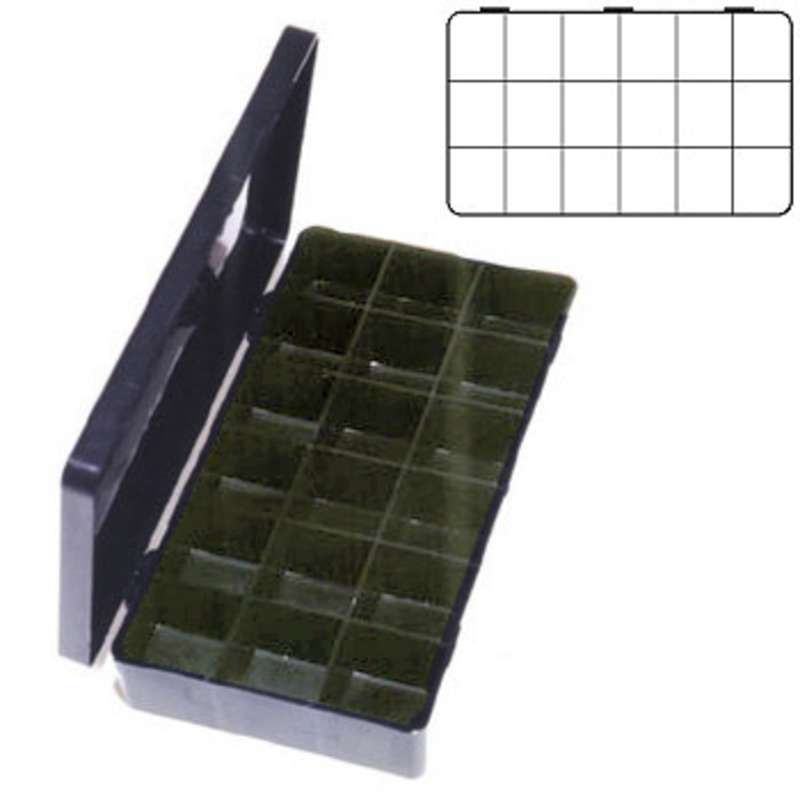 Conductive Compartmented Hinged Plastic Box 11 x 6-1/2 x 1-3/4" with 18 Cells