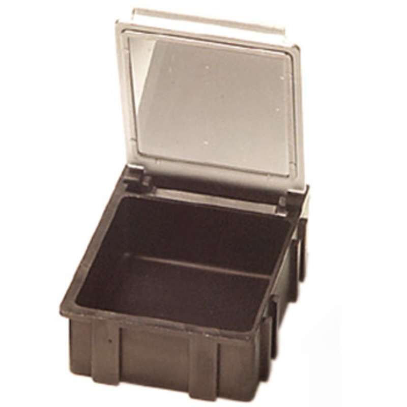 Conductive Hinged SMD Storage Box with Transparent Lid, 1-9/16 x 1-1/2 x 19/32"