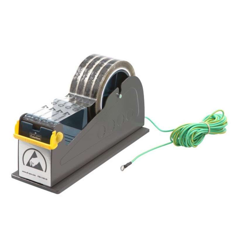 ESD-Safe Tape Dispenser with Two 1" Wide Spools and Ground Cord for 3" Core Tape