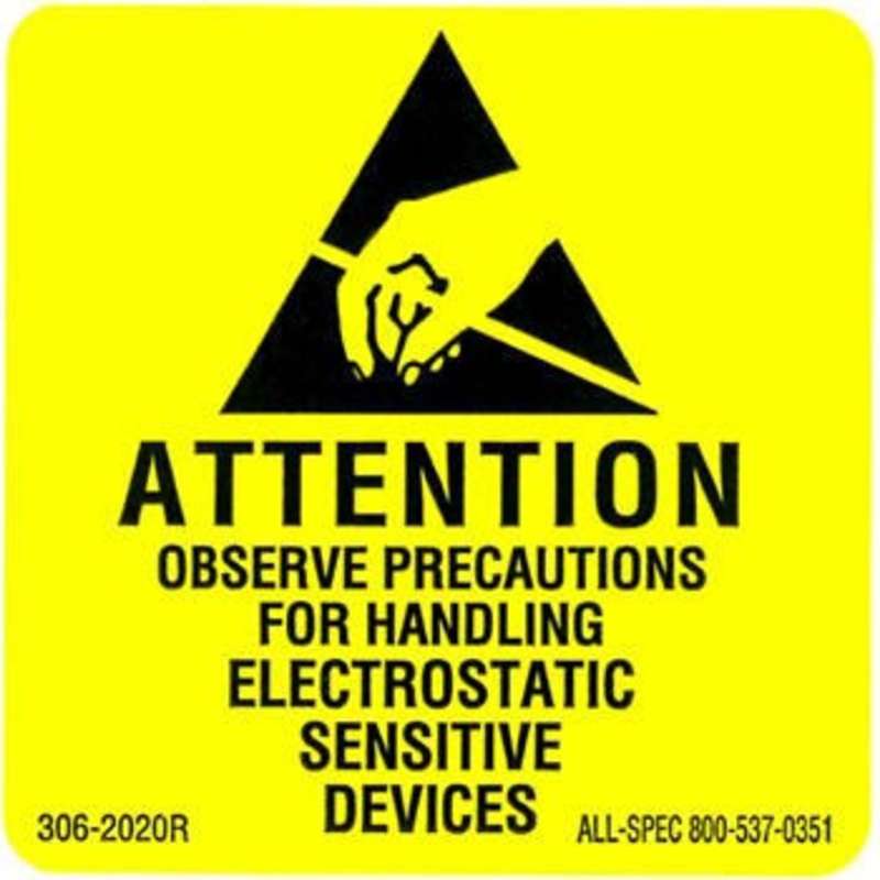 Label, Removeable, Ylw/Blk 2" x 2" 1000/Roll "Attention Observe Precautions"
