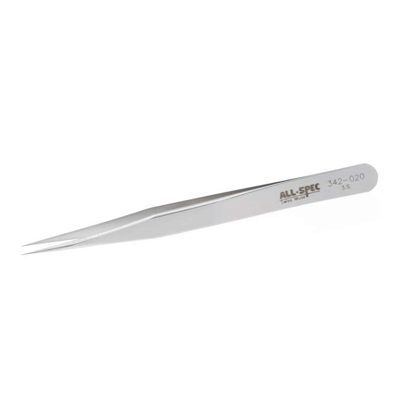 Style 3-S Inox Steel High Precision Swiss Tweezers with Very Sharp Fine Tips, 4-3/4" Long