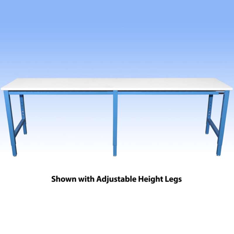 ESD-Safe Fixed Height Heavy Duty Workbench with 5000 lb Weight Capacity, Rolled Front Edge and Glides, White, 30 x 120" (Must Specify Height)