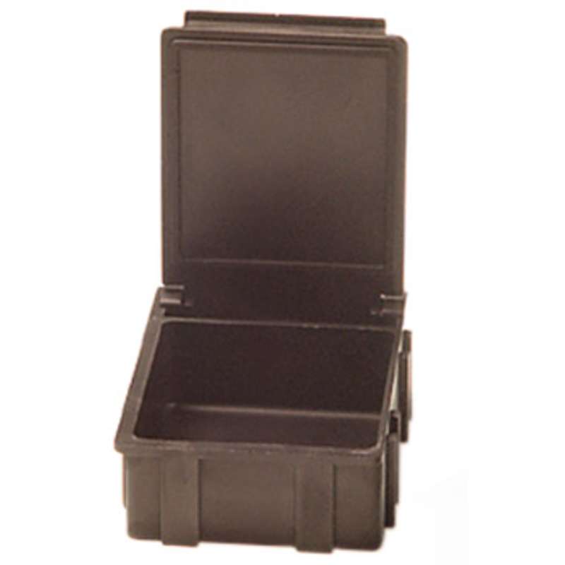 Conductive Hinged SMD Storage Box with Black Lid, 1-9/16 x 1-1/2 x 19/32"