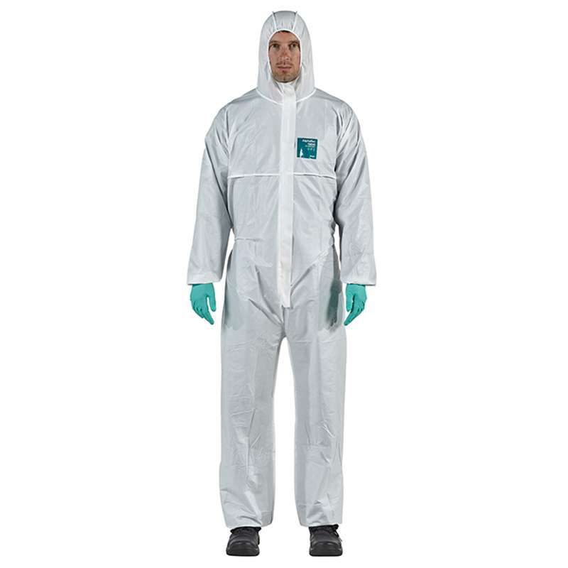AlphaTec® 1800 Standard Bound Model 111 White Hooded Overall, Large, 25 per Case