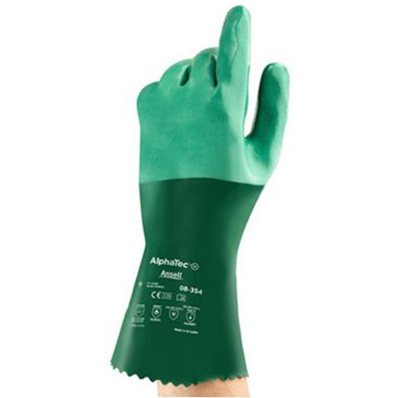 green glove on hand