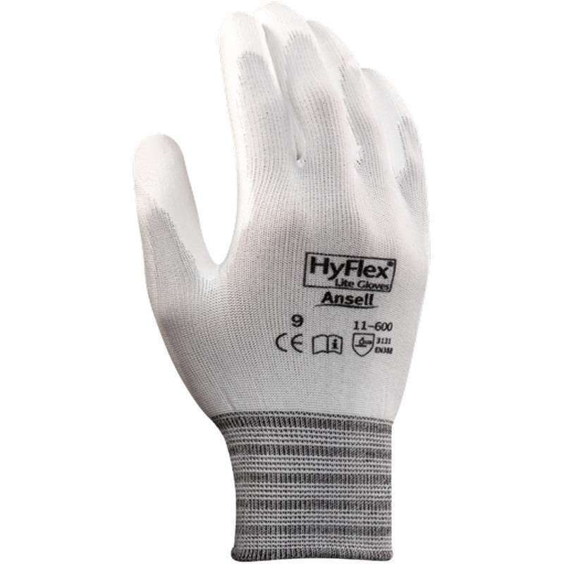 HyFlex® 11-600 Powder Free Coated White 15mil Foam Nitrile Glove, X-Large (10), 9" Long, 12-Pair per Bag