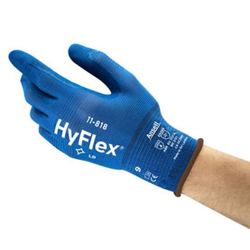 blue glove on hand