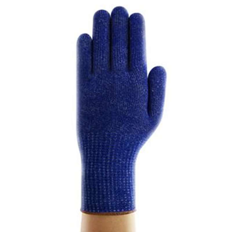blue glove on hand