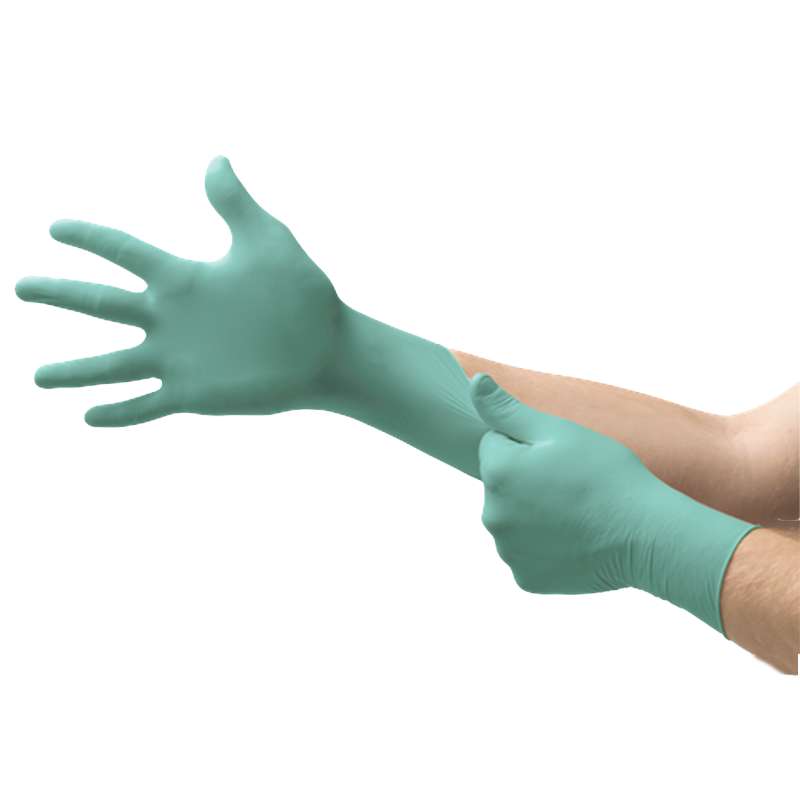 green glove on hand