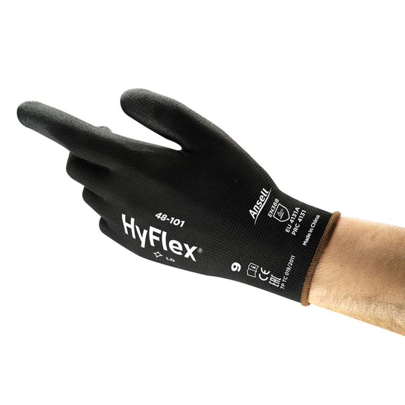 SensiLite® Palm Coated Black 13 Gauge Polyurethane Nylon Glove, Small, 9" Long, 12-Pair per Bag