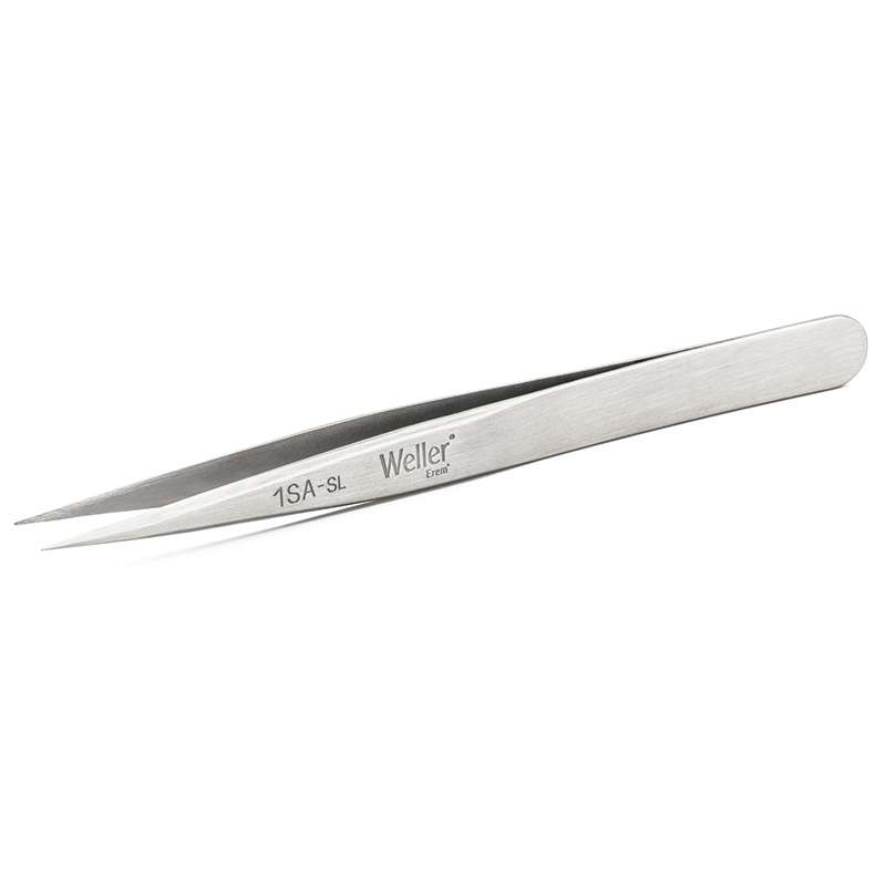 Precision Tweezers, Straight Pointed Tip, 4-3/4"