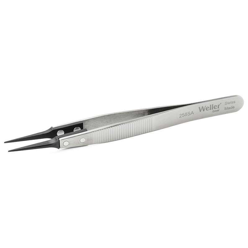 Tweezers, Soft Tip, Fine Point, Swiss Made, 4-3/4"