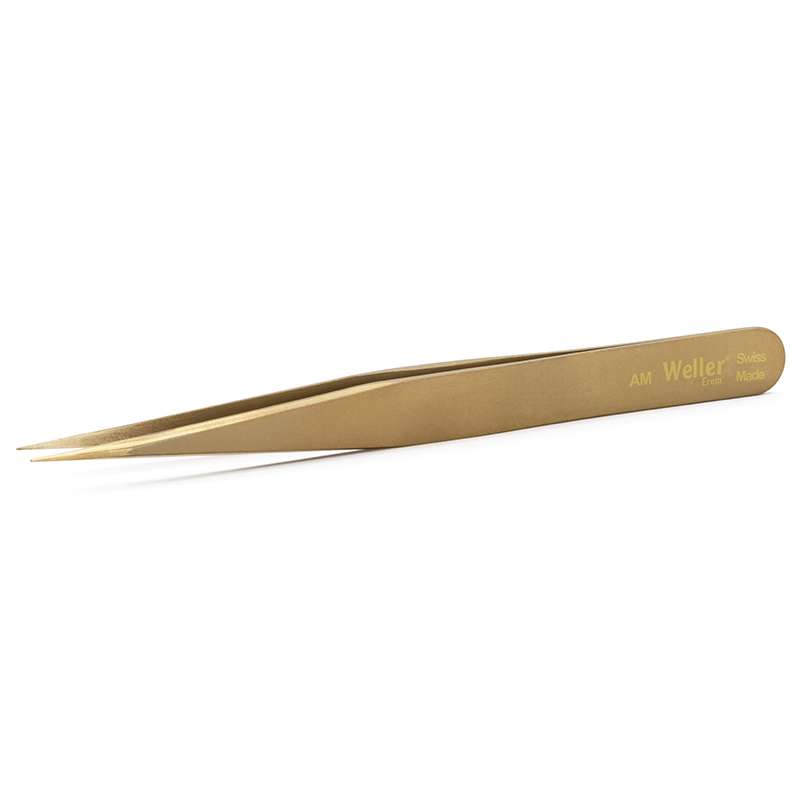 Erem® Anti-Magnetic Straight Brass Tweezer, Semi-Fine, 4-1/2 in