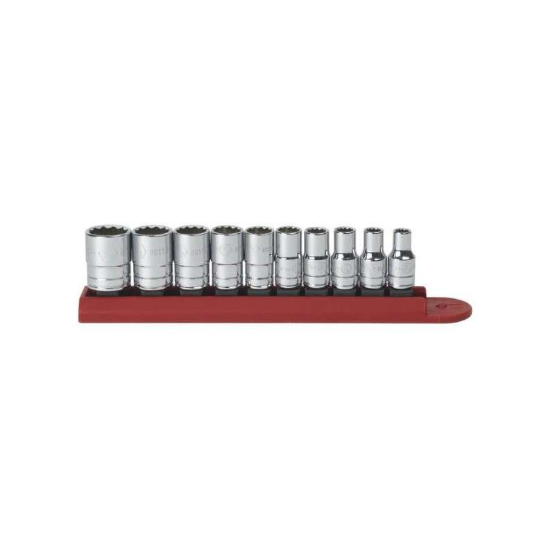 10-Piece Socket Set, SAE 1/4" Drive, 12-Point