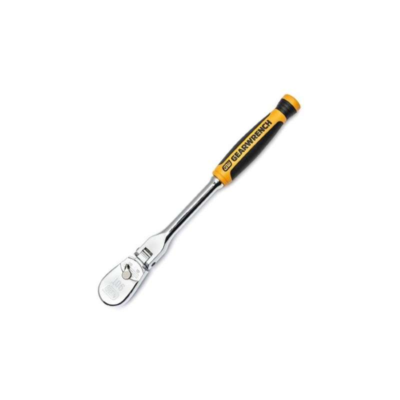 Dual Material Flex Head Teardrop Ratchet 8", 1/4" Drive, 90-Tooth