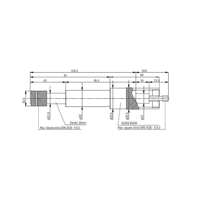 Axial Compensator, Floating Spindle, 20 mm, 1/4" Hex Drive