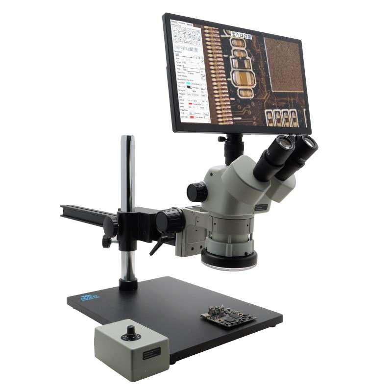 Microscope, 50X, Ultra Glide Stand, w/Mighty Cam Eidos 4K XL Camera/Monitor, Stereo Zoom Series