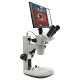 Microscope, 50X, Track Stand with Top & Bottom LED, w/Mighty Cam Eidos 4K XL Camera/Monitor, Stereo Zoom Series redirect to product page