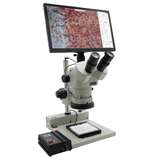 Microscope, 50X, Post Stand with LED Backlight, w/Mighty Cam Eidos 4K XL Camera/Monitor, Stereo Zoom Series redirect to product page