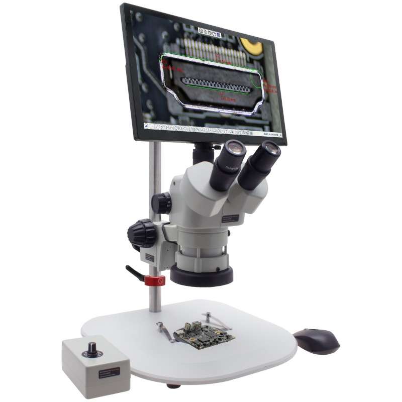 Microscope, 50X, Ergo Post Stand, w/Mighty Cam Eidos 4K XL Camera/Monitor, Stereo Zoom Series