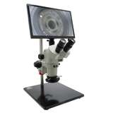 Microscope, 50X, Post Stand with Polarized LED Ring Light, w/Mighty Cam Eidos 4K XL Camera/Monitor, Stereo Zoom Series redirect to product page