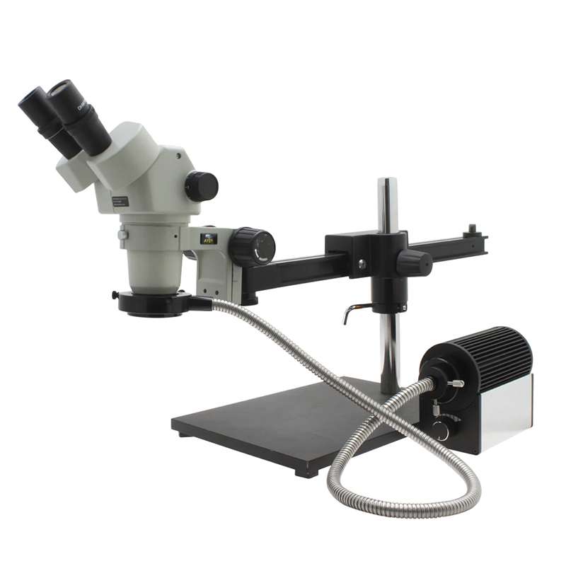 SPZ-50 Stereo Zoom Binocular Microscope (6.75x-50x), Glide Boom Stand, LED FOI