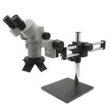 SPZ-50 Stereo Zoom Binocular Microscope (6.75x-50x), Double Arm Boom Stand, OLED Ring Light redirect to product page