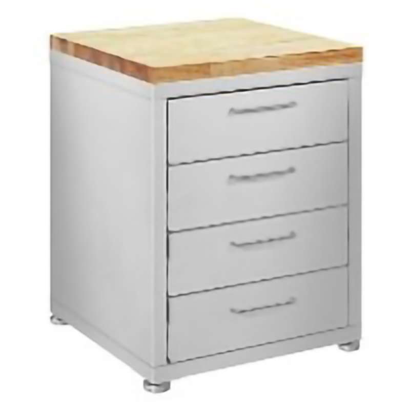 Stainless Steel Industrial Grade Storage Cabinets-4 Drawers-6", 6", 6", 6" with Glides and ButcherBlock 1.75" Oil Top
