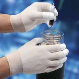 Hi-Tech White Nylon Gloves with Textured White Polyurethane Coating on the Fingertips, 1 Pair, X-Large redirect to product page