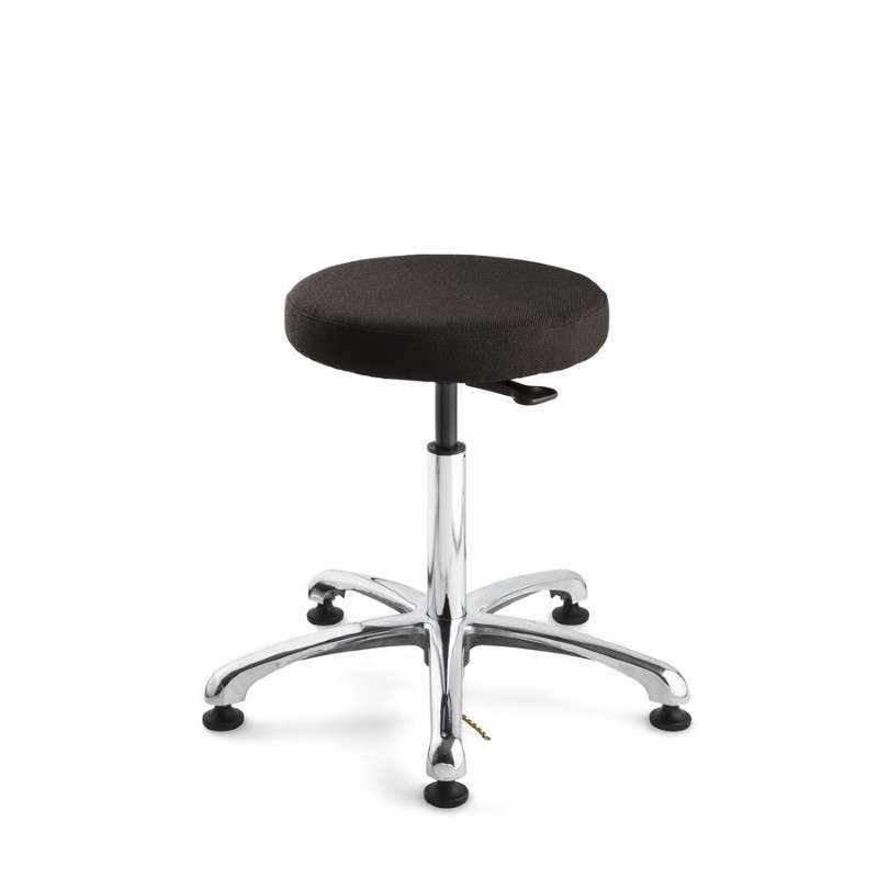 ESD Fabric Stool, Polished Aluminum Base, 15.5"-20.5", Versa Series
