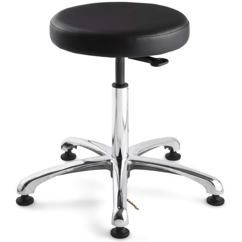 ESD Vinyl Stool, Polished Aluminum Base, 18.5-26" Height, Versa Series
