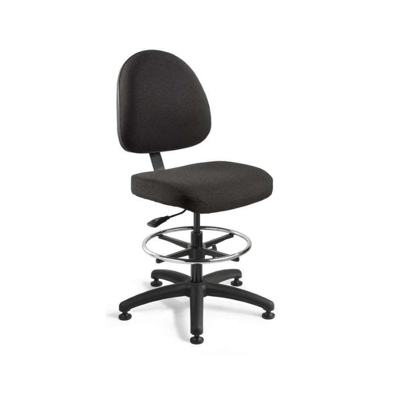Chair, Fabric, Med. Back, No-Tilt, Black, 20"-27.5"H, Integra Series