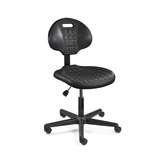 Everlast Desk Height Black Polyurethane Chair, Non-Tilt, Black Nylon Base, Dual Wheel Hard Floor Cas redirect to product page