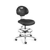 Everlast Mid Height Black Polyurethane Chair, Non-Tilt, Polished Aluminum Base with Adjustable Footr redirect to product page