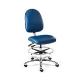 Integra Mid Height Blue Vinyl Chair, Large Back, Articulating Seat & Back Tilt, Polished Aluminum Base with Adjustable Footring, Dual Wheel Hard Floor Casters redirect to product page