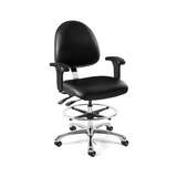 Integra Mid Height ESD Black Vinyl Fabric Chair with ESD Arms, Medium Back, Articulating Seat & Back Tilt, Polished Aluminum Base redirect to product page